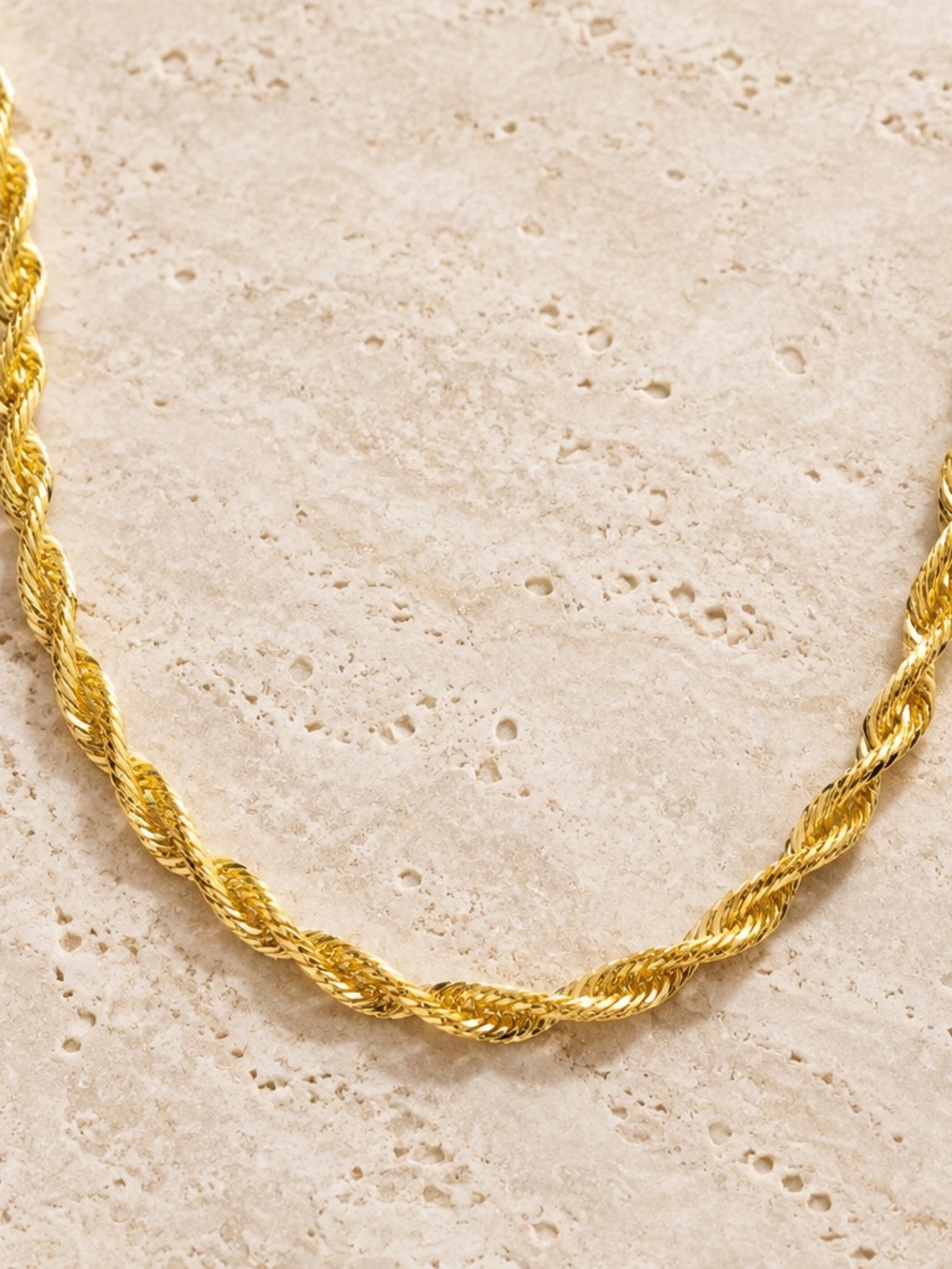NWT Gold Stainless Steel Twisted Wave Chain Necklace 18" | Tarnish Free Rope